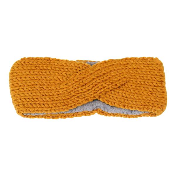 Gelbes tolles sehr feines Stirnband 100% Wolle mit Fleece gefüttert Handarbeit Nepal